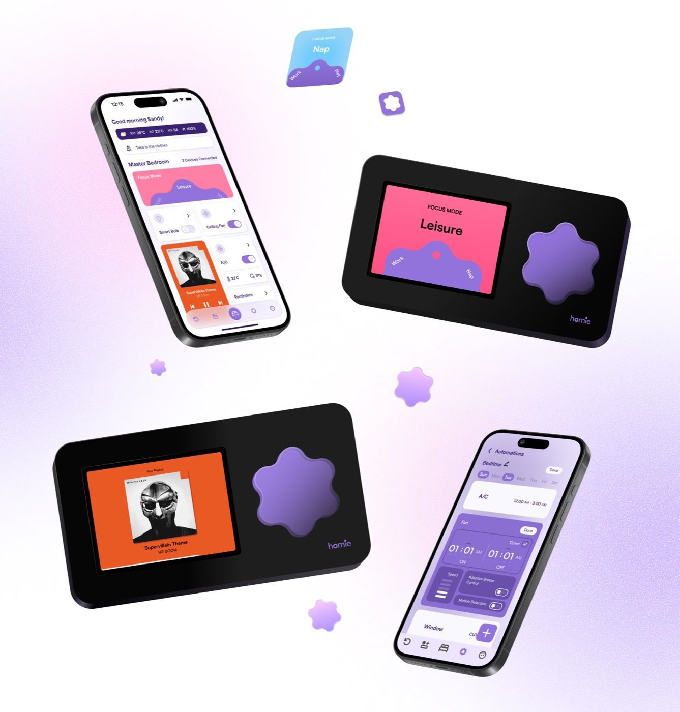Homie — key visual with app and hub