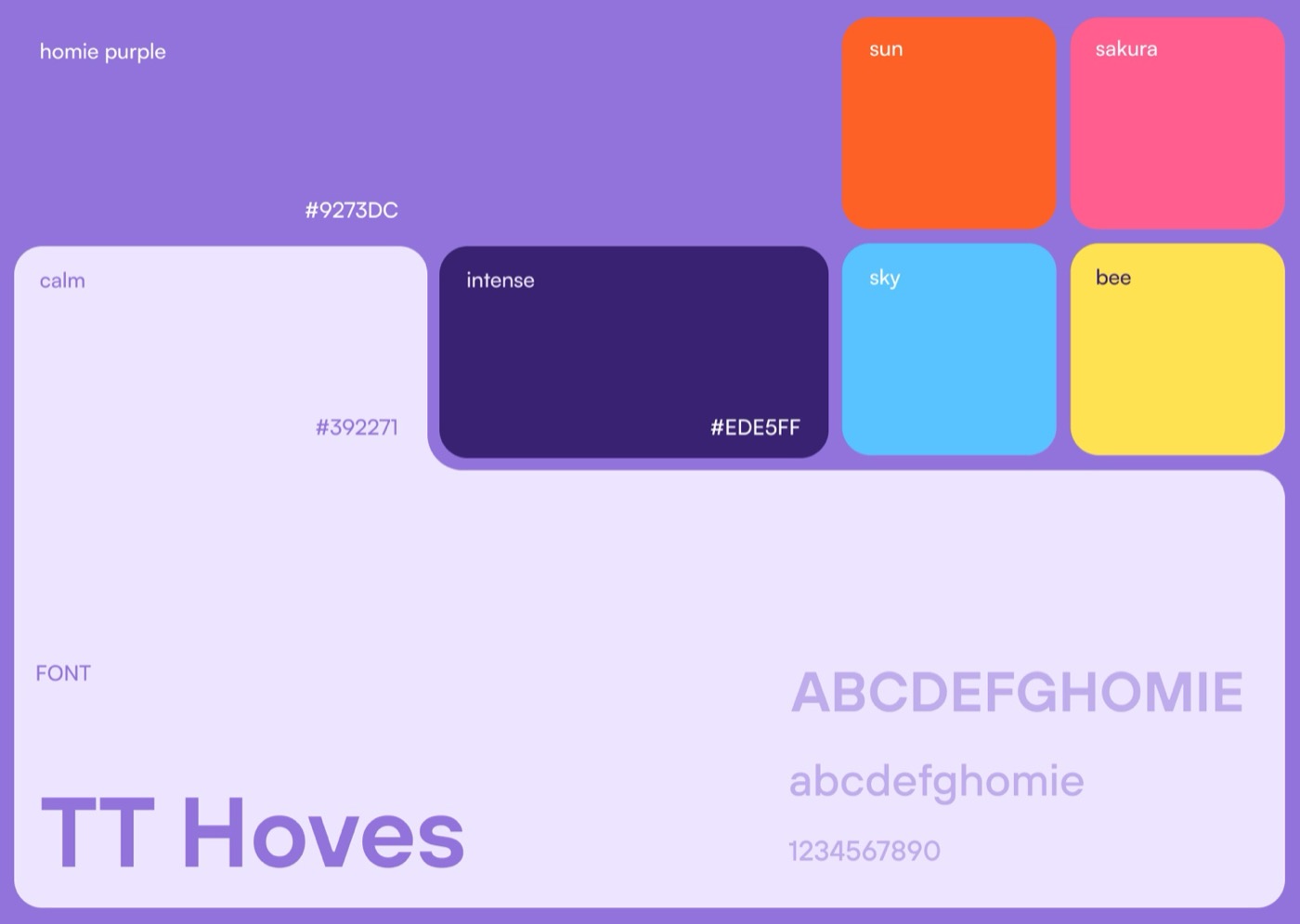 Homie colour palette and TT Hoves type system