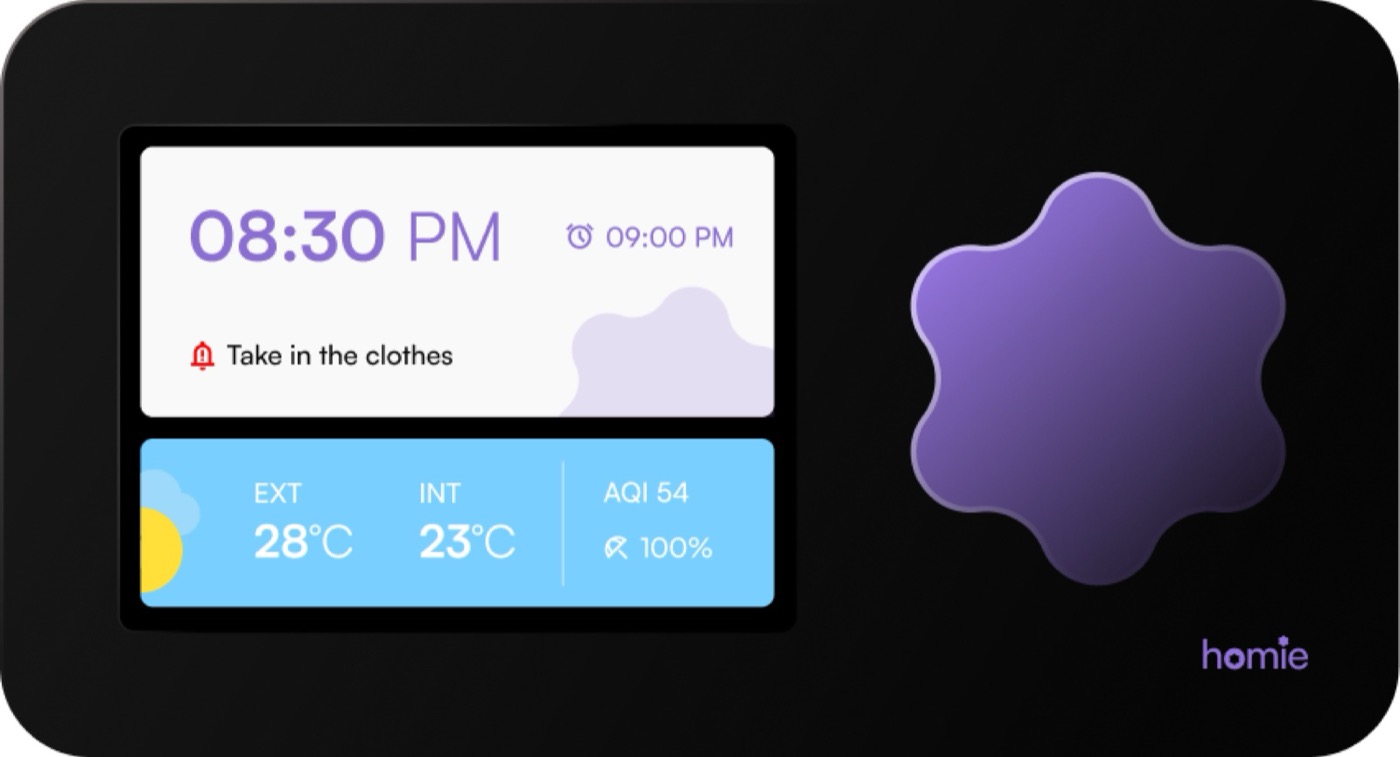 Hub screen — clock