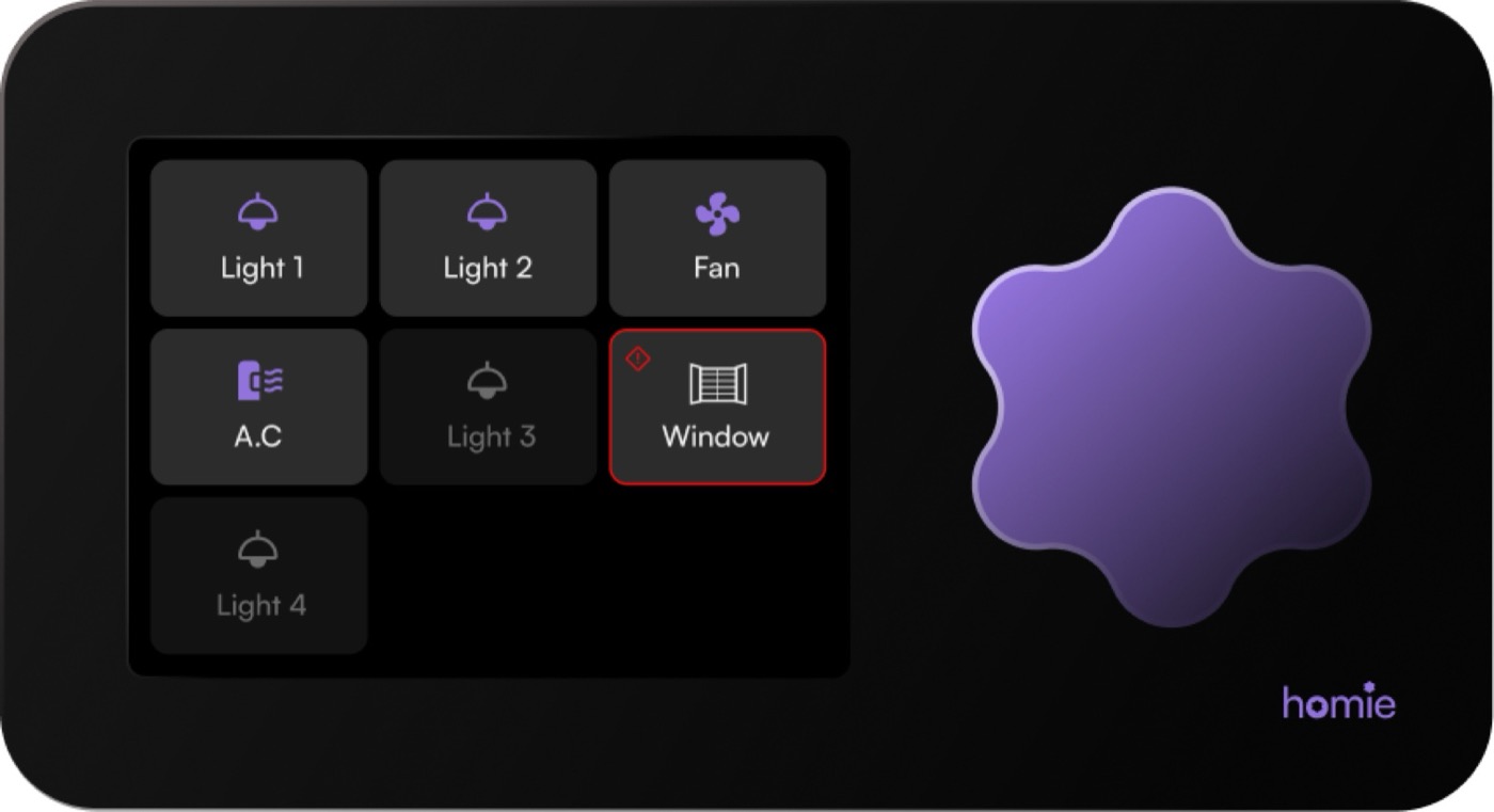 Hub screen — controls