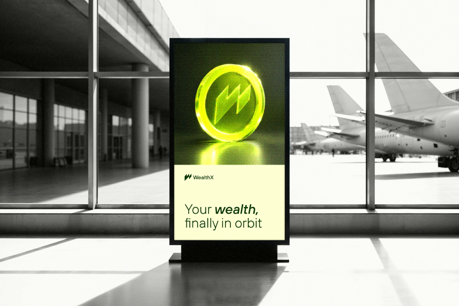 WealthX billboard — Your wealth, finally in orbit